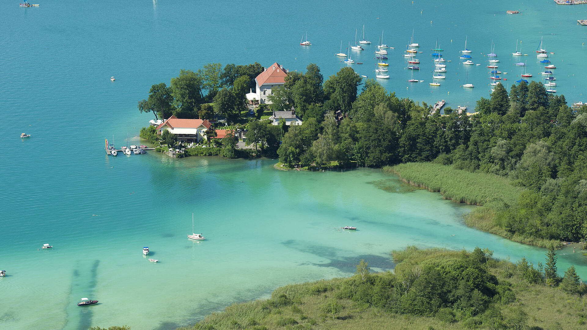 Wörthersee mit Blick auf Maria Loretto